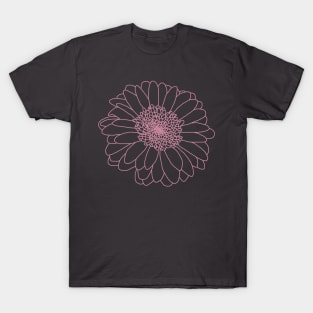 Pink Line Gerbera Floral Art T-Shirt